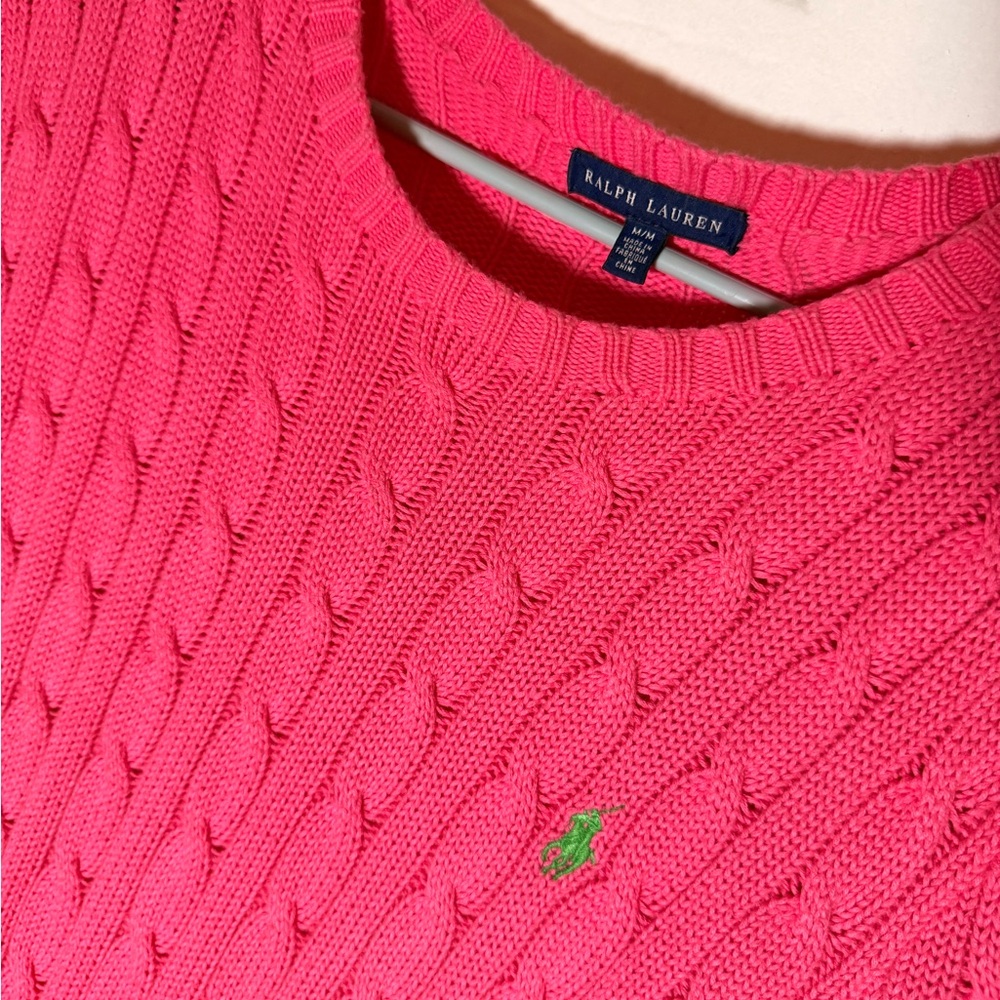 Ralph Lauren Vibrant Pink Cable Knit Sweater. Size Medium, Great Condition!!!